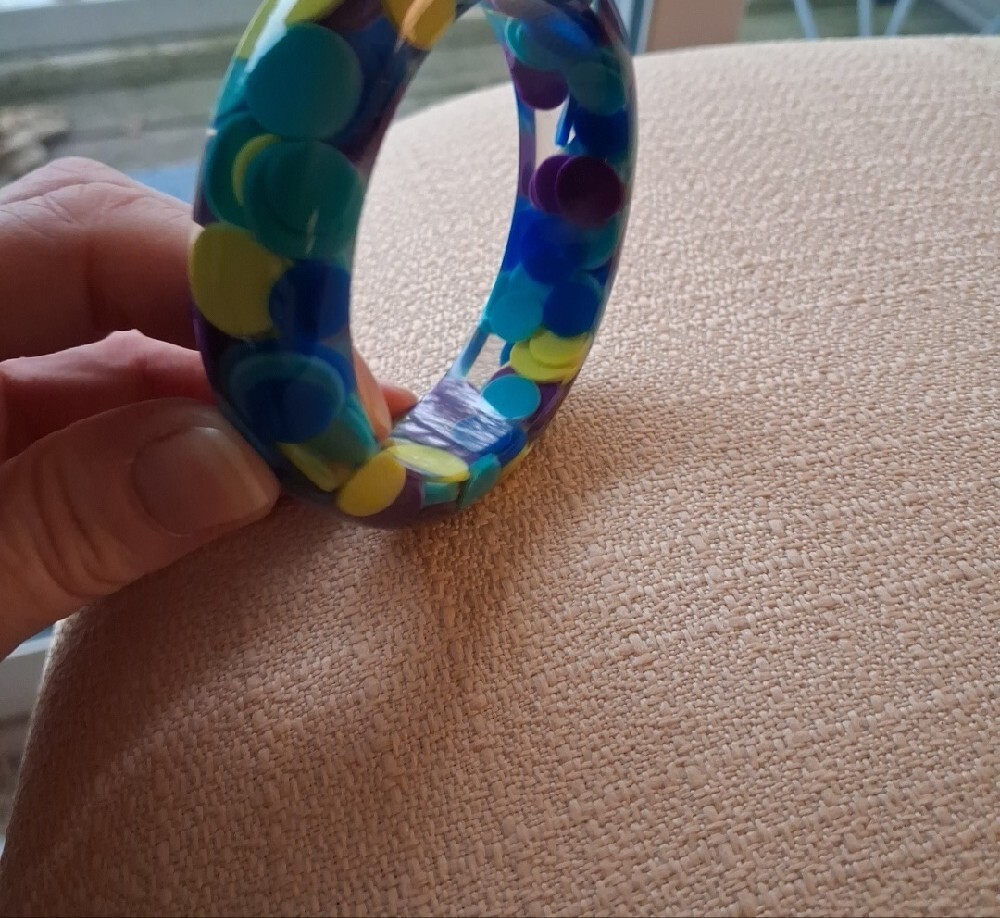 Sobral Blue, Purple & Yellow Resin Bangle Bracelet - Picture 11 of 16